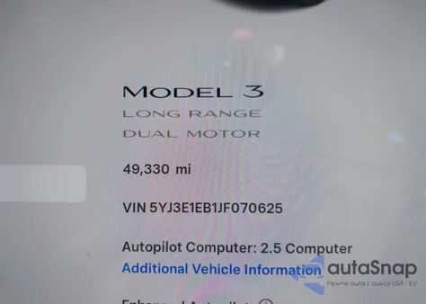 2018 Tesla Model 3 Long Range/Performance из США, поврежденный, VIN 5YJ3E1EB1JF070625